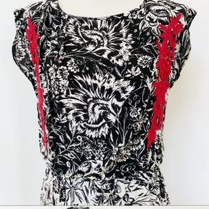 MNG Black & White Floral Dress